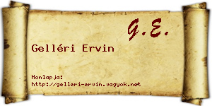 Gelléri Ervin névjegykártya