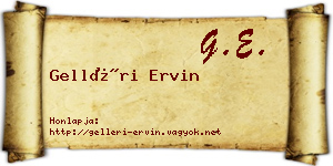 Gelléri Ervin névjegykártya